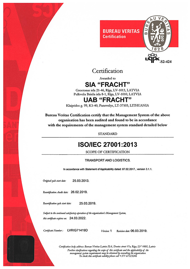 ISO-IEC 27001:2013 Certificate